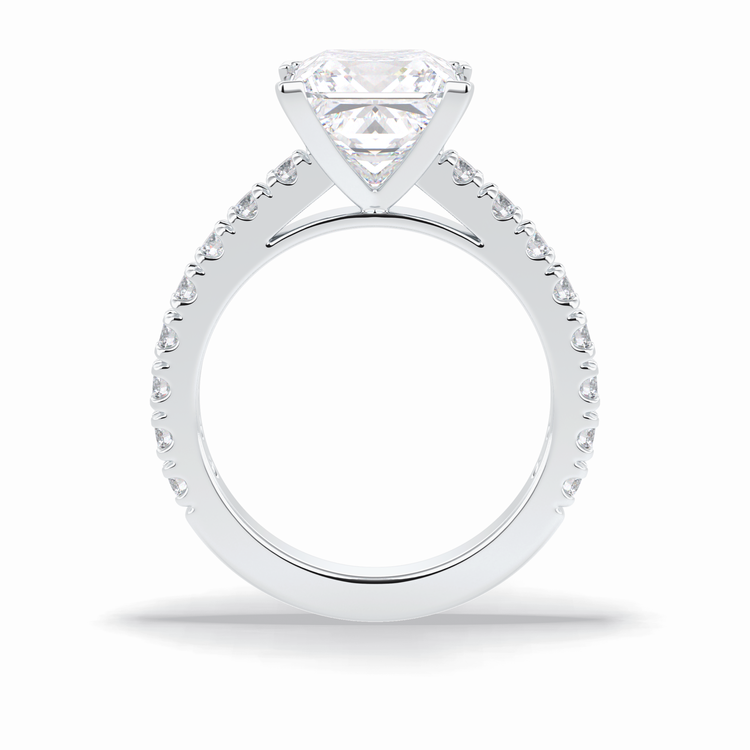 4.0 CT Princess Cut Pave Style Moissanite Engagement Rings