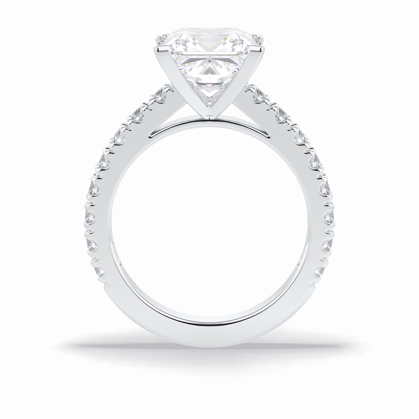 4.0 CT Princess Cut Pave Style Moissanite Engagement Rings