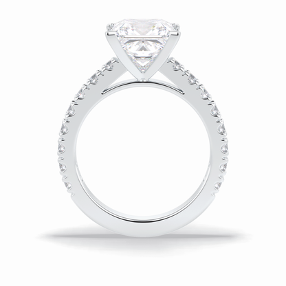 4.0 CT Princess Cut Pave Style Moissanite Engagement Rings