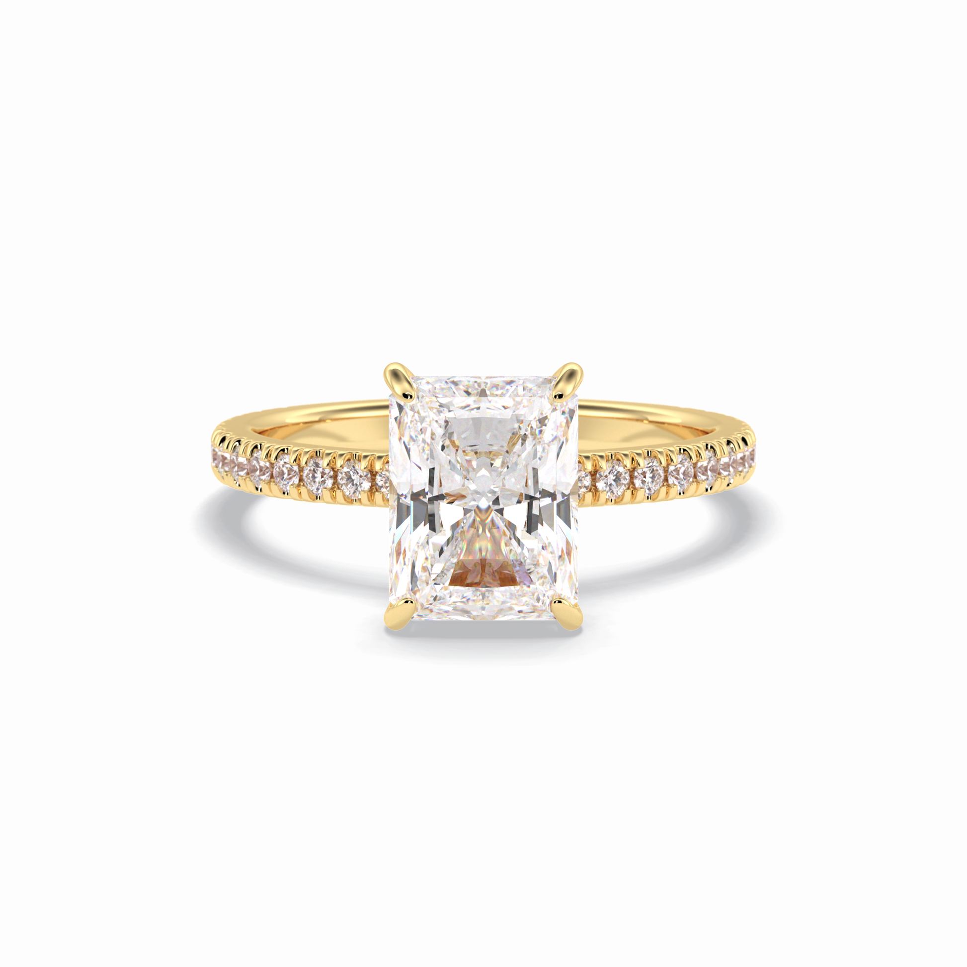2.5 CT Radiant Cut Pave Style Moissanite Engagement Rings
