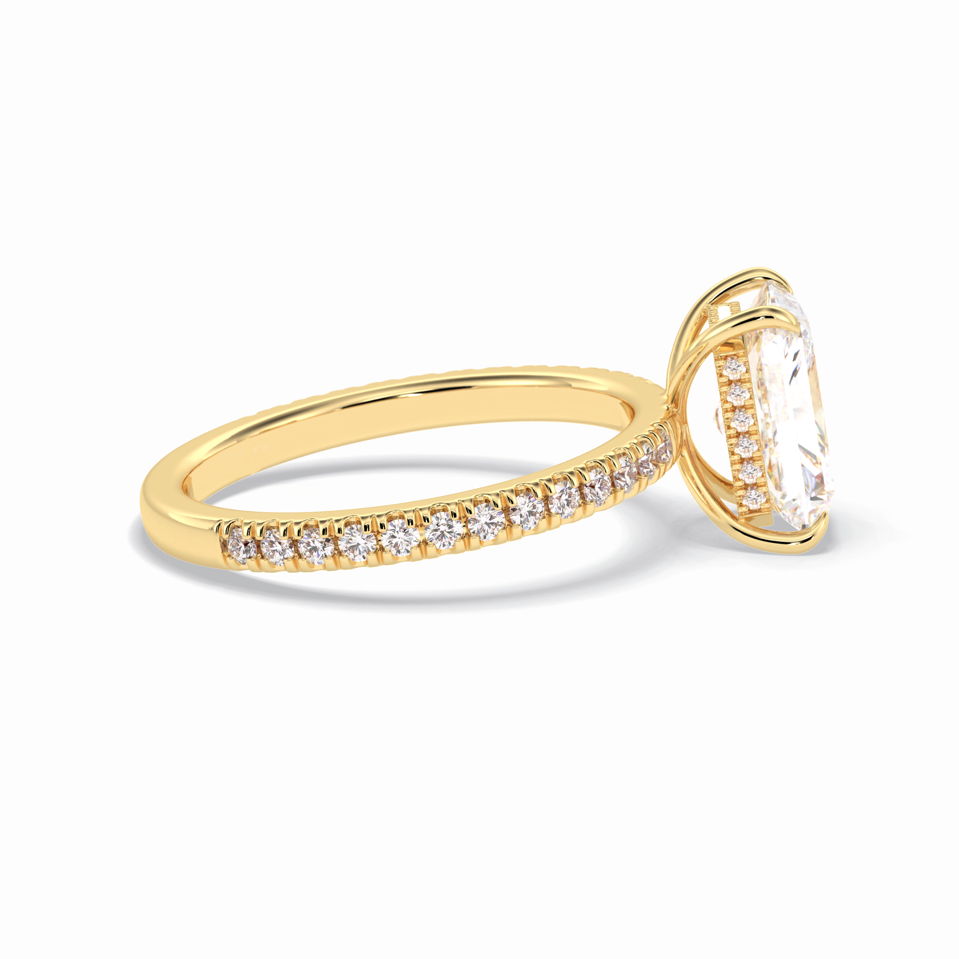 2.5 CT Radiant Cut Pave Style Moissanite Engagement Rings