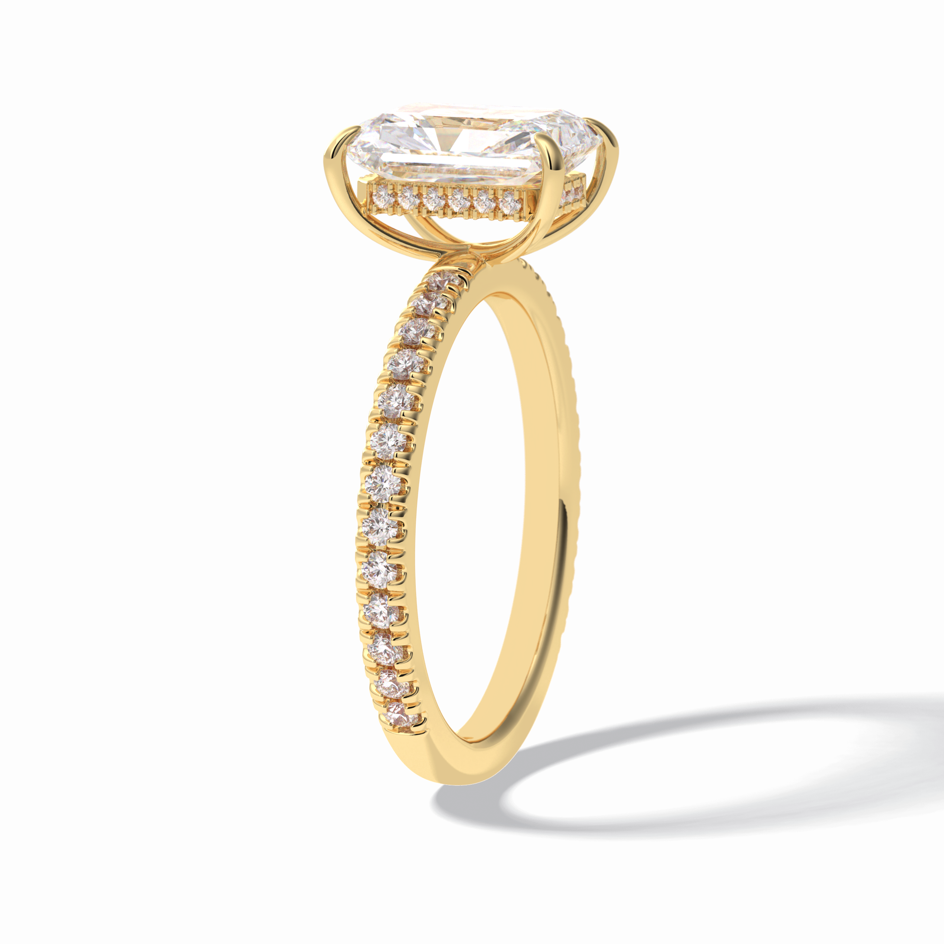 2.5 CT Radiant Cut Pave Style Moissanite Engagement Rings