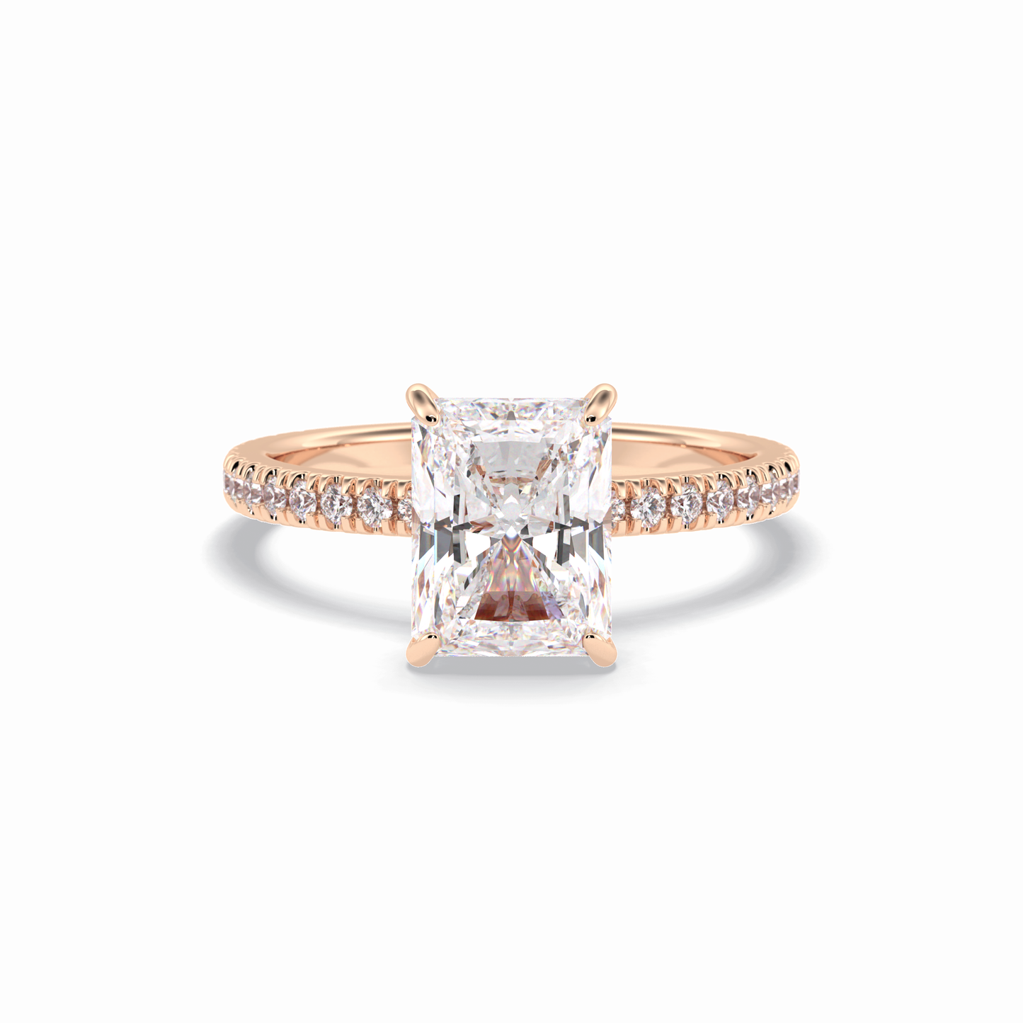 2.5 CT Radiant Cut Pave Style Moissanite Engagement Rings