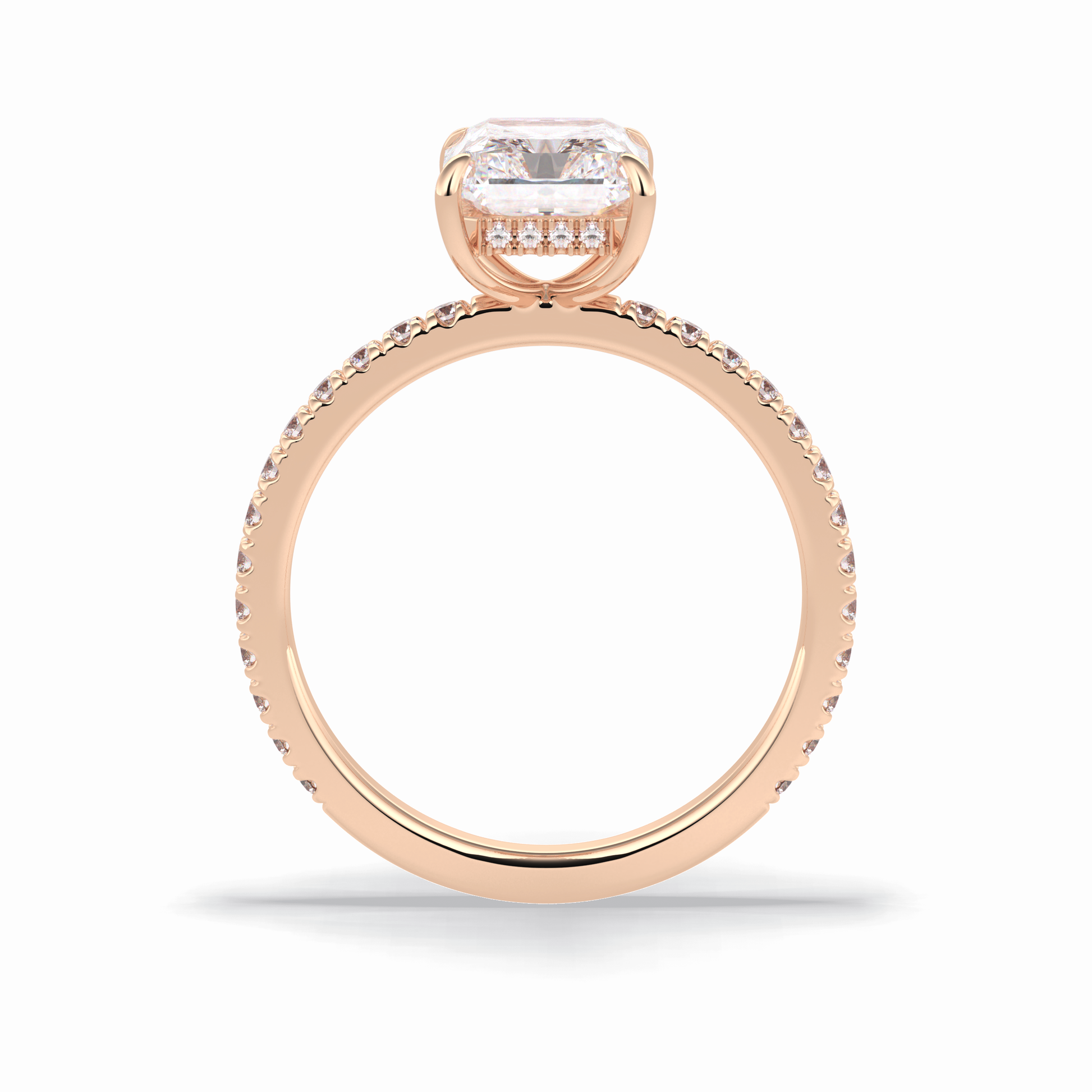 2.5 CT Radiant Cut Pave Style Moissanite Engagement Rings