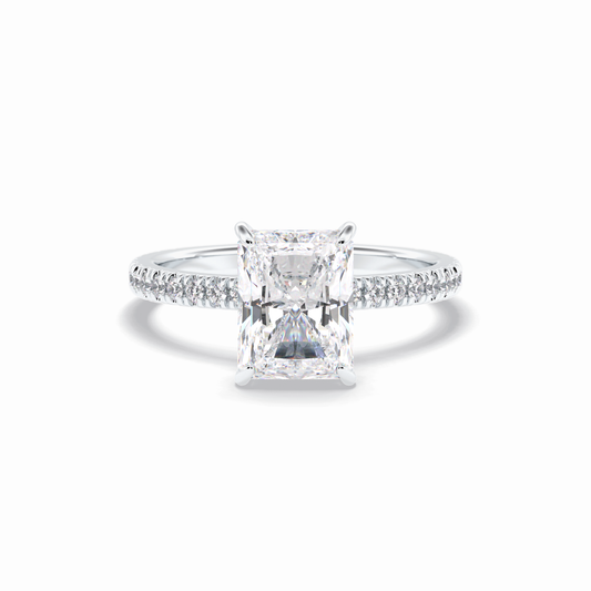 2.5 CT Radiant Cut Pave Style Moissanite Engagement Rings