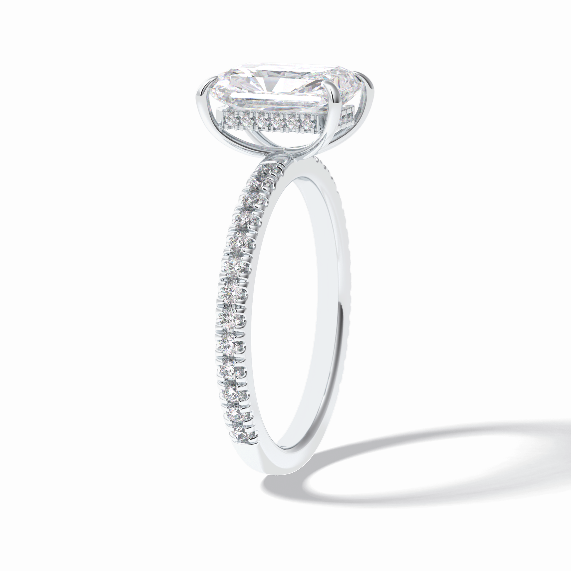 2.5 CT Radiant Cut Pave Style Moissanite Engagement Rings