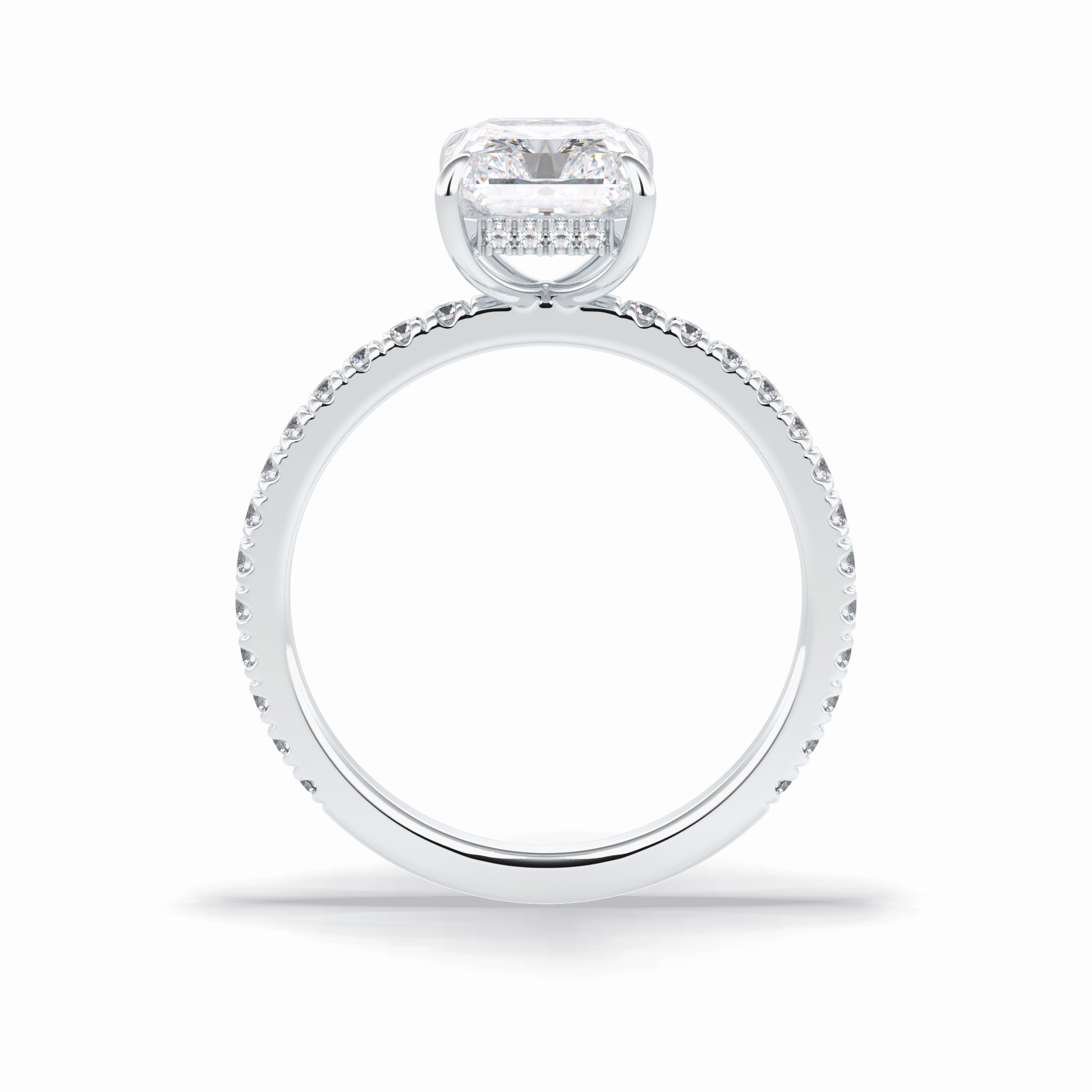 2.5 CT Radiant Cut Pave Style Moissanite Engagement Rings