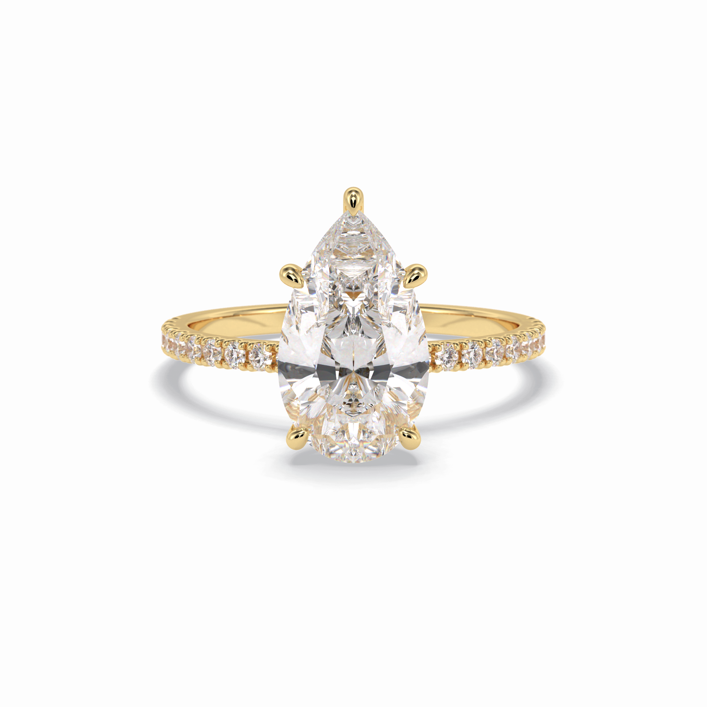 2.5 CT Pear Cut Pave Style Moissanite Engagement Rings