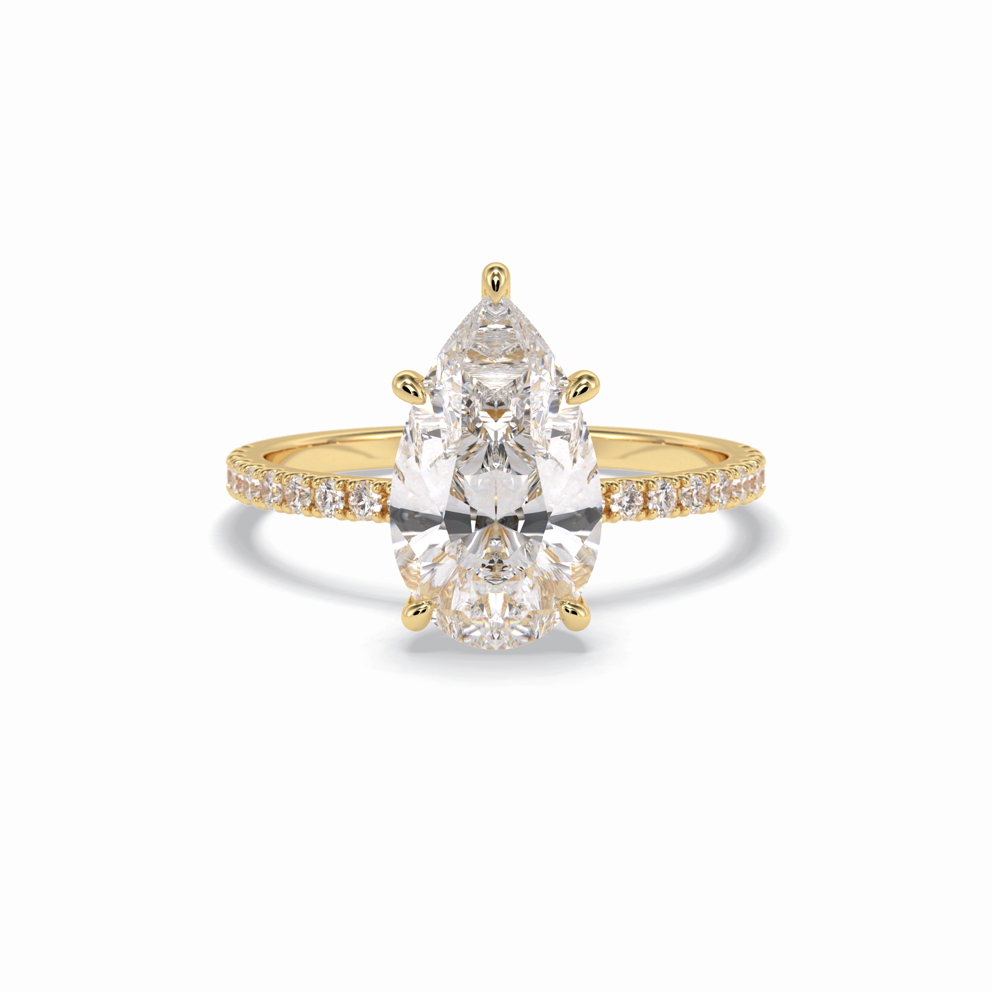 2.5 CT Pear Cut Pave Style Moissanite Engagement Rings