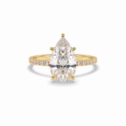2.5 CT Pear Cut Pave Style Moissanite Engagement Rings