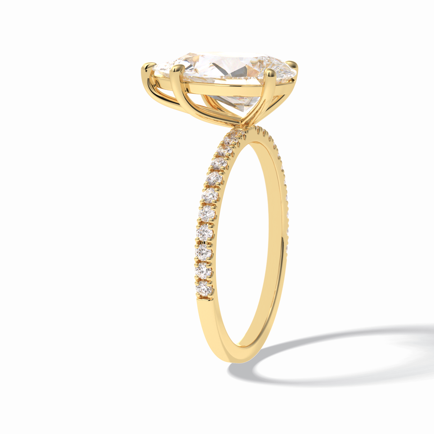 2.5 CT Pear Cut Pave Style Moissanite Engagement Rings