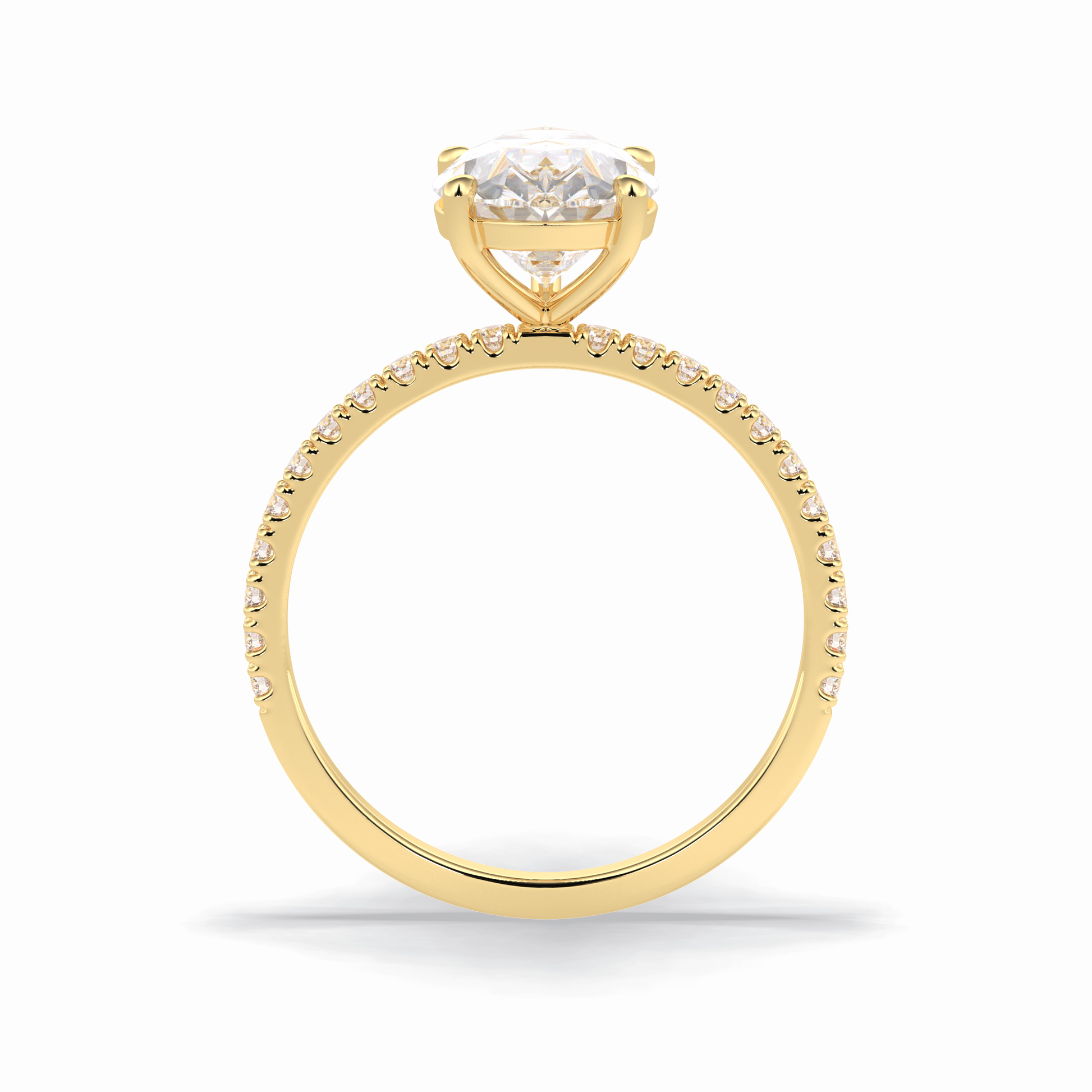 2.5 CT Pear Cut Pave Style Moissanite Engagement Rings