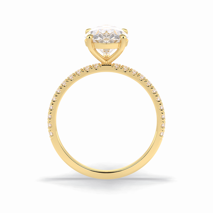 2.5 CT Pear Cut Pave Style Moissanite Engagement Rings