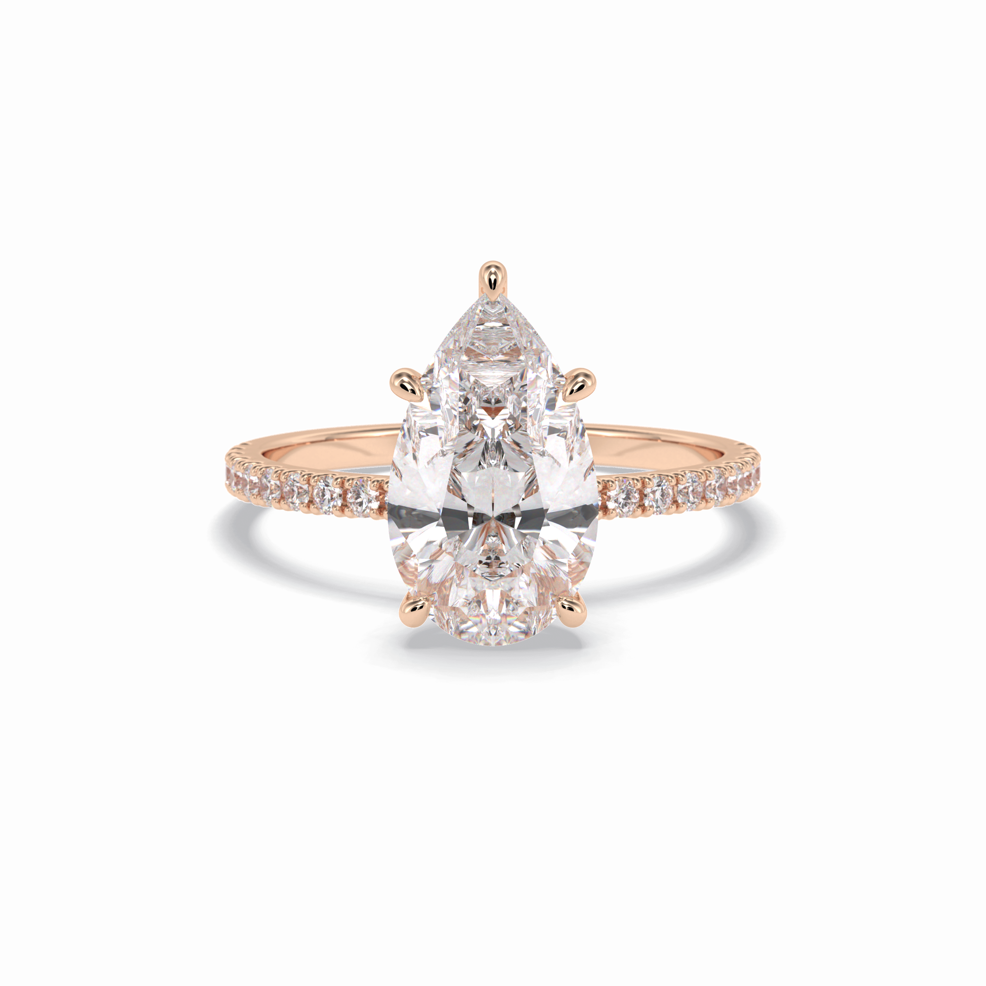 2.5 CT Pear Cut Pave Style Moissanite Engagement Rings