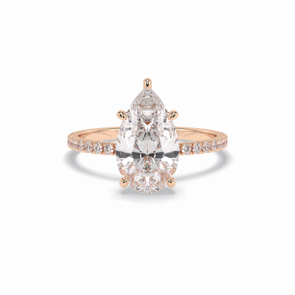 2.5 CT Pear Cut Pave Style Moissanite Engagement Rings