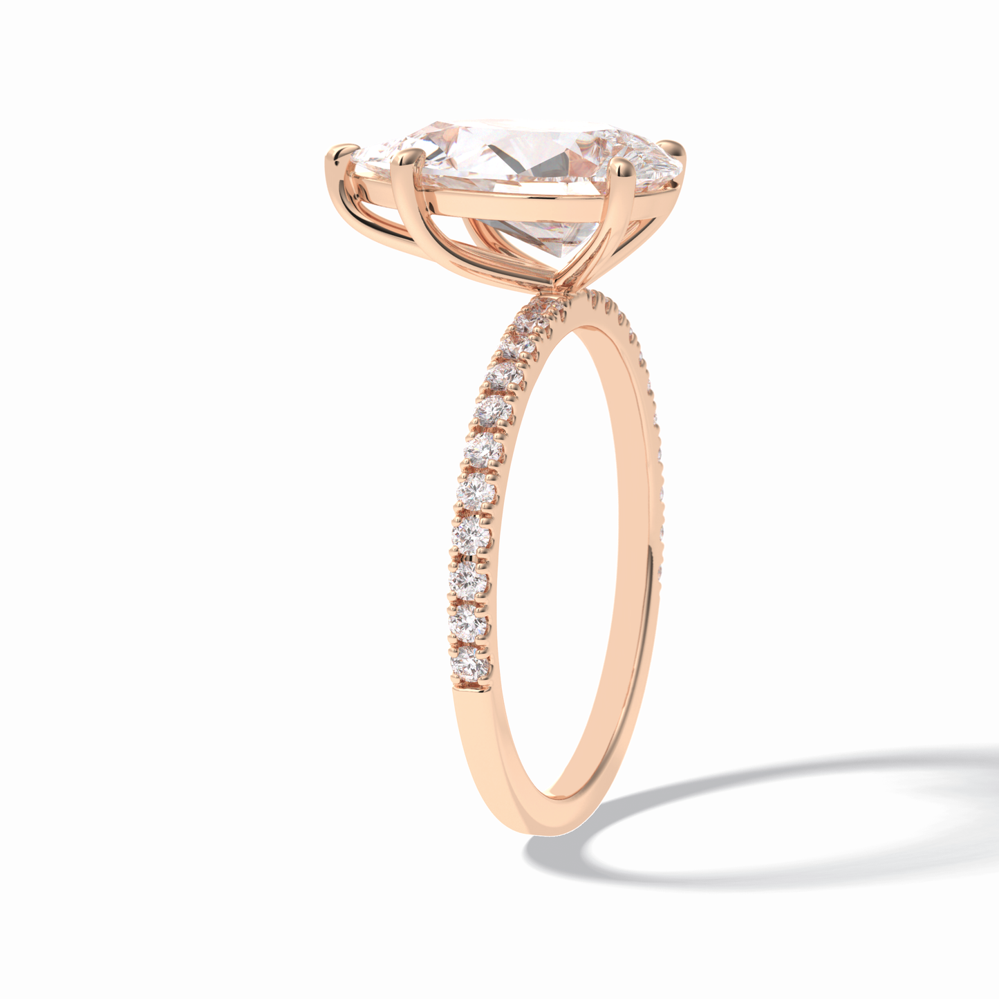 2.5 CT Pear Cut Pave Style Moissanite Engagement Rings