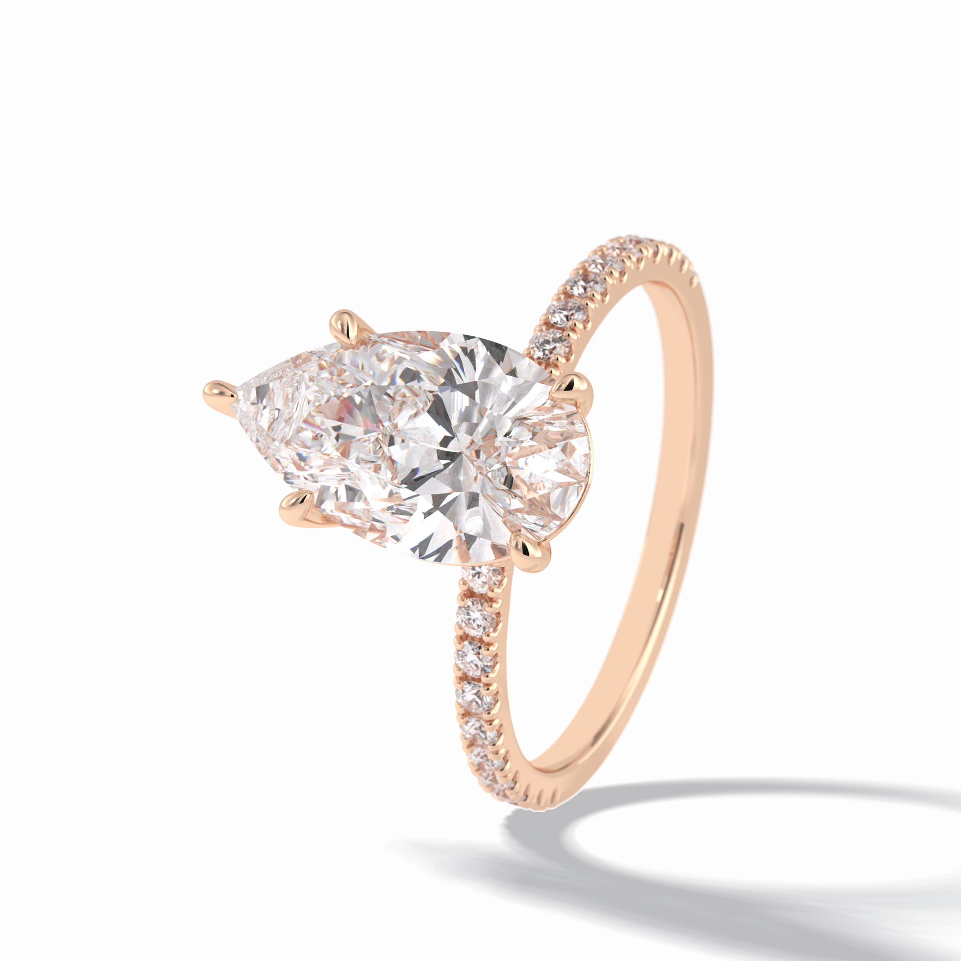 2.5 CT Pear Cut Pave Style Moissanite Engagement Rings