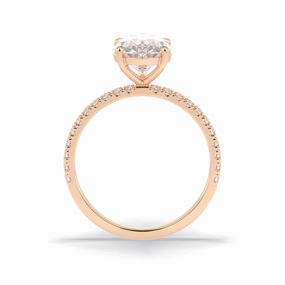 2.5 CT Pear Cut Pave Style Moissanite Engagement Rings