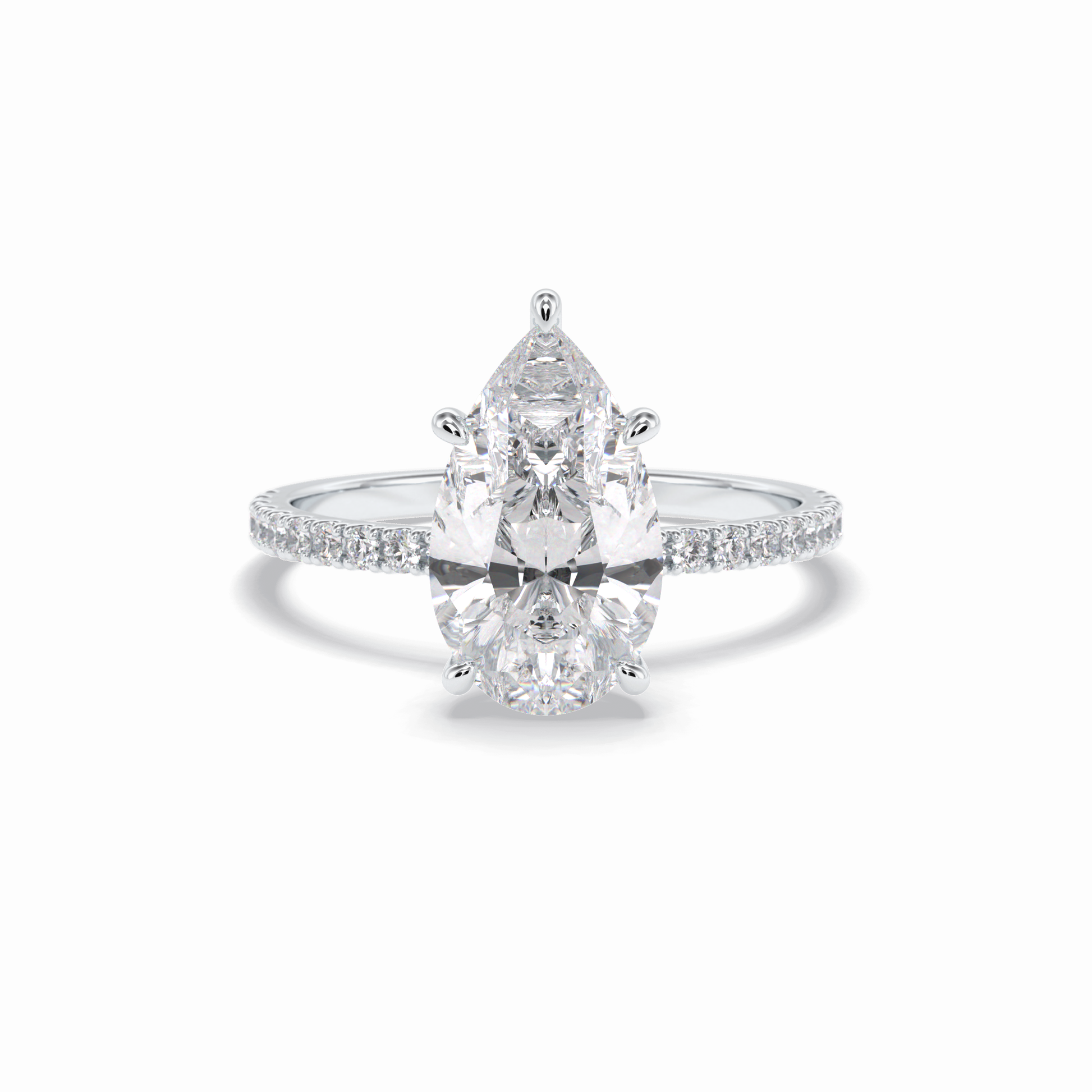 2.5 CT Pear Cut Pave Style Moissanite Engagement Rings