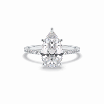 2.5 CT Pear Cut Pave Style Moissanite Engagement Rings