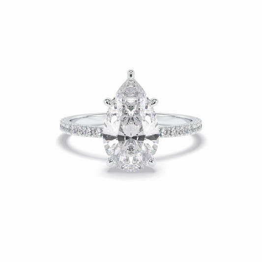 2.5 CT Pear Cut Pave Style Moissanite Engagement Rings