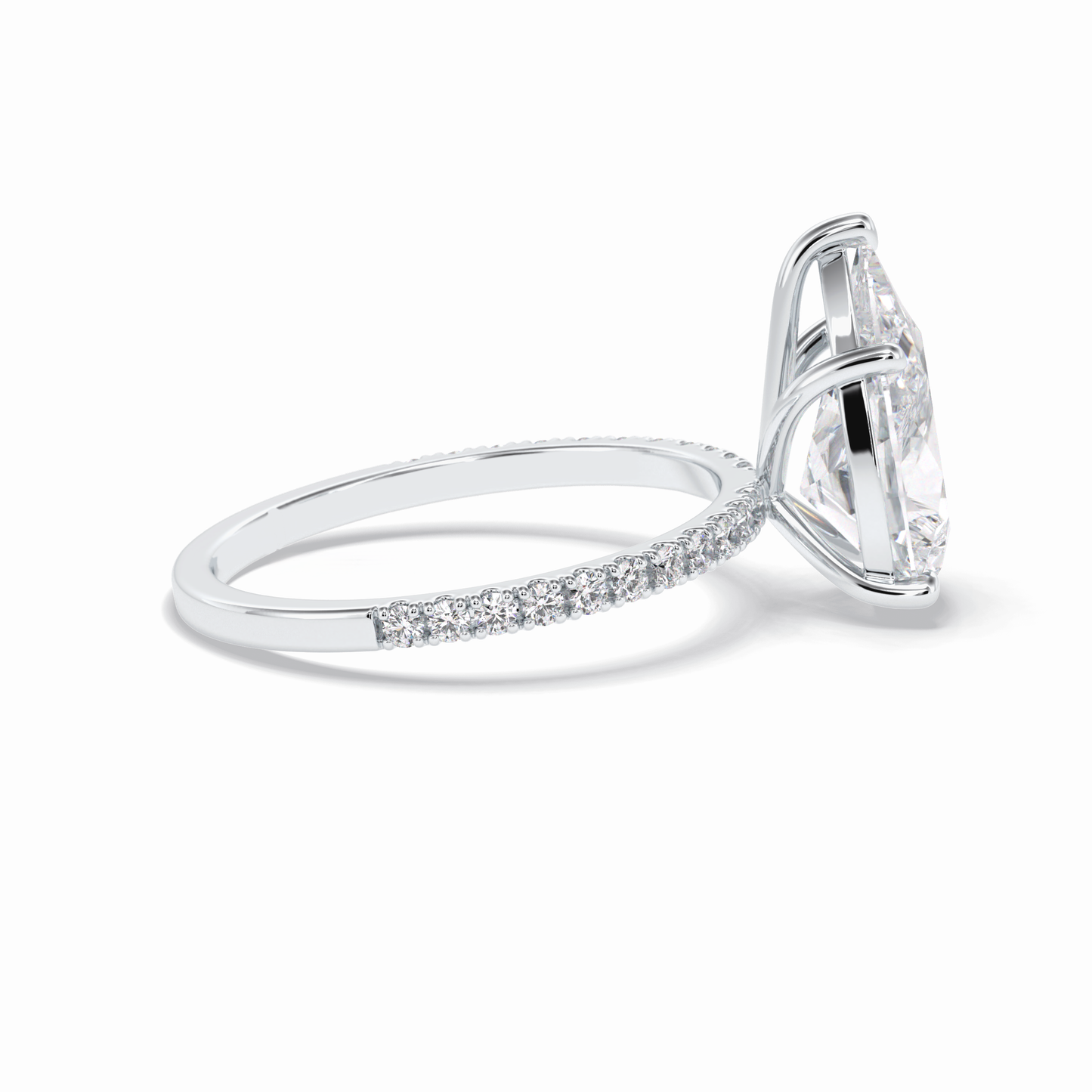 2.5 CT Pear Cut Pave Style Moissanite Engagement Rings