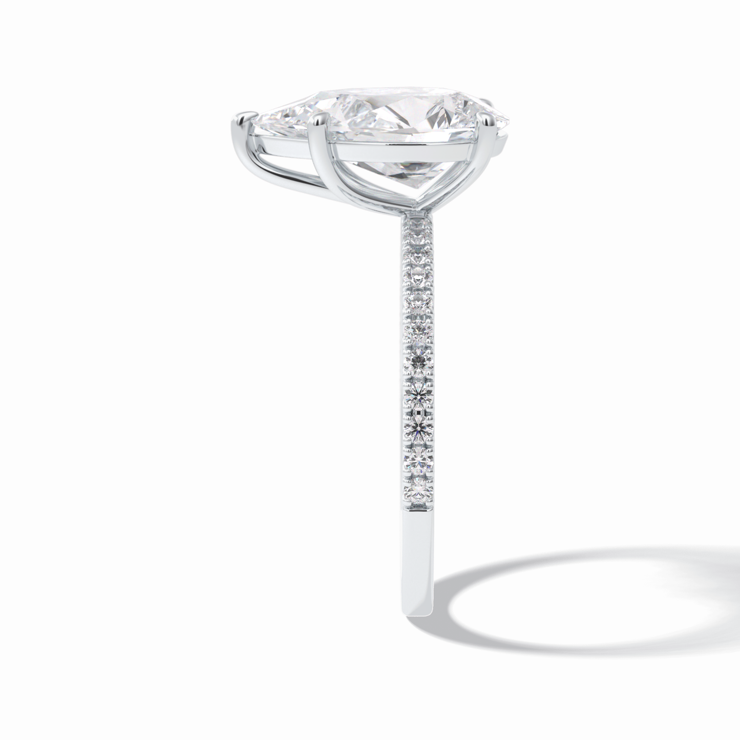 2.5 CT Pear Cut Pave Style Moissanite Engagement Rings