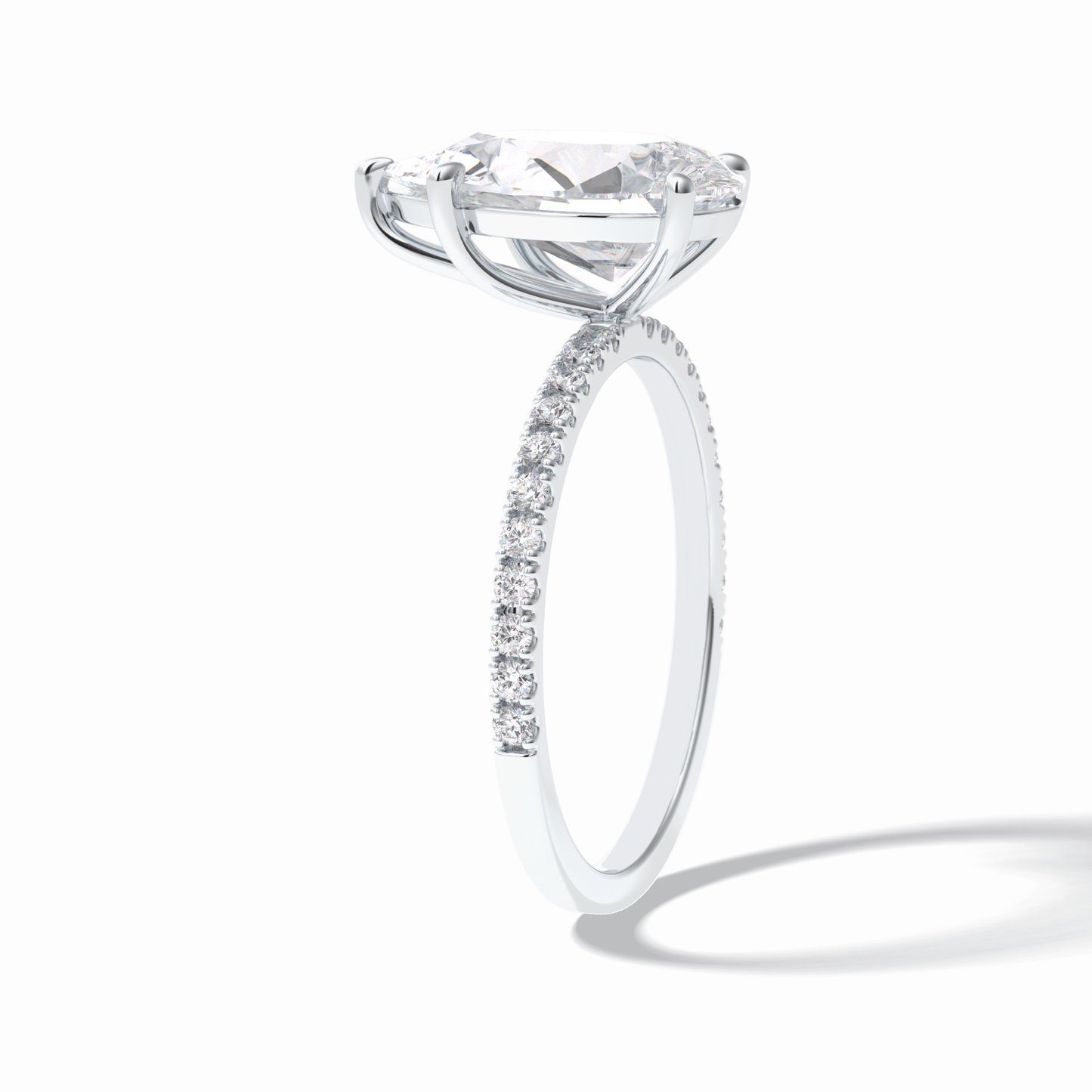 2.5 CT Pear Cut Pave Style Moissanite Engagement Rings
