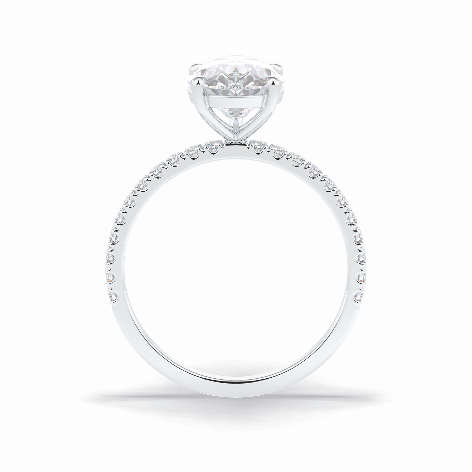 2.5 CT Pear Cut Pave Style Moissanite Engagement Rings