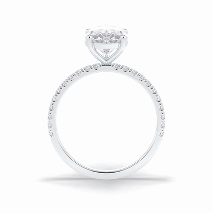 2.5 CT Pear Cut Pave Style Moissanite Engagement Rings