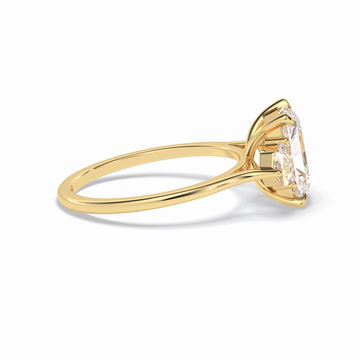 2.5 CT Radiant Cut Three Stones Style Moissanite Engagement Rings