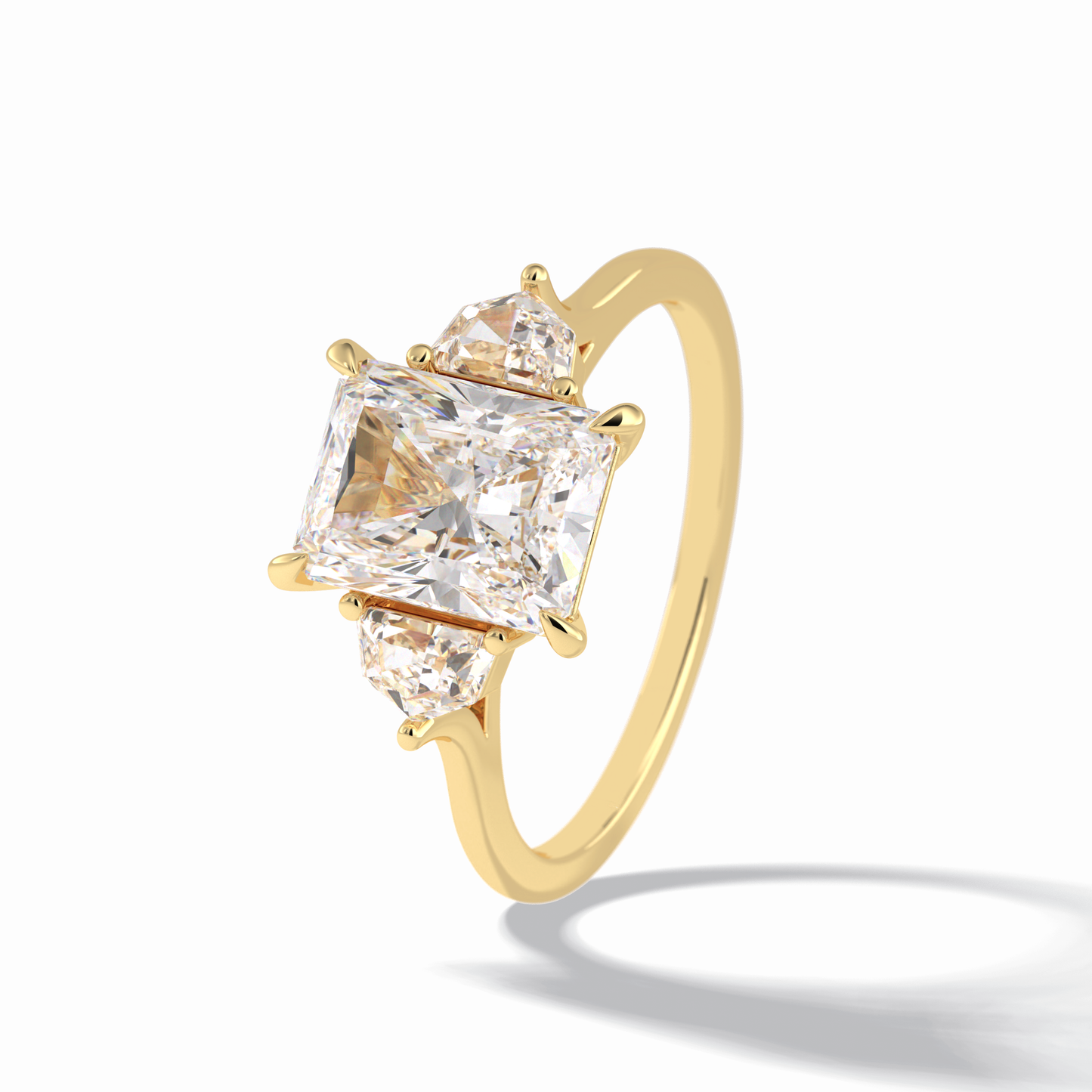 2.5 CT Radiant Cut Three Stones Style Moissanite Engagement Rings
