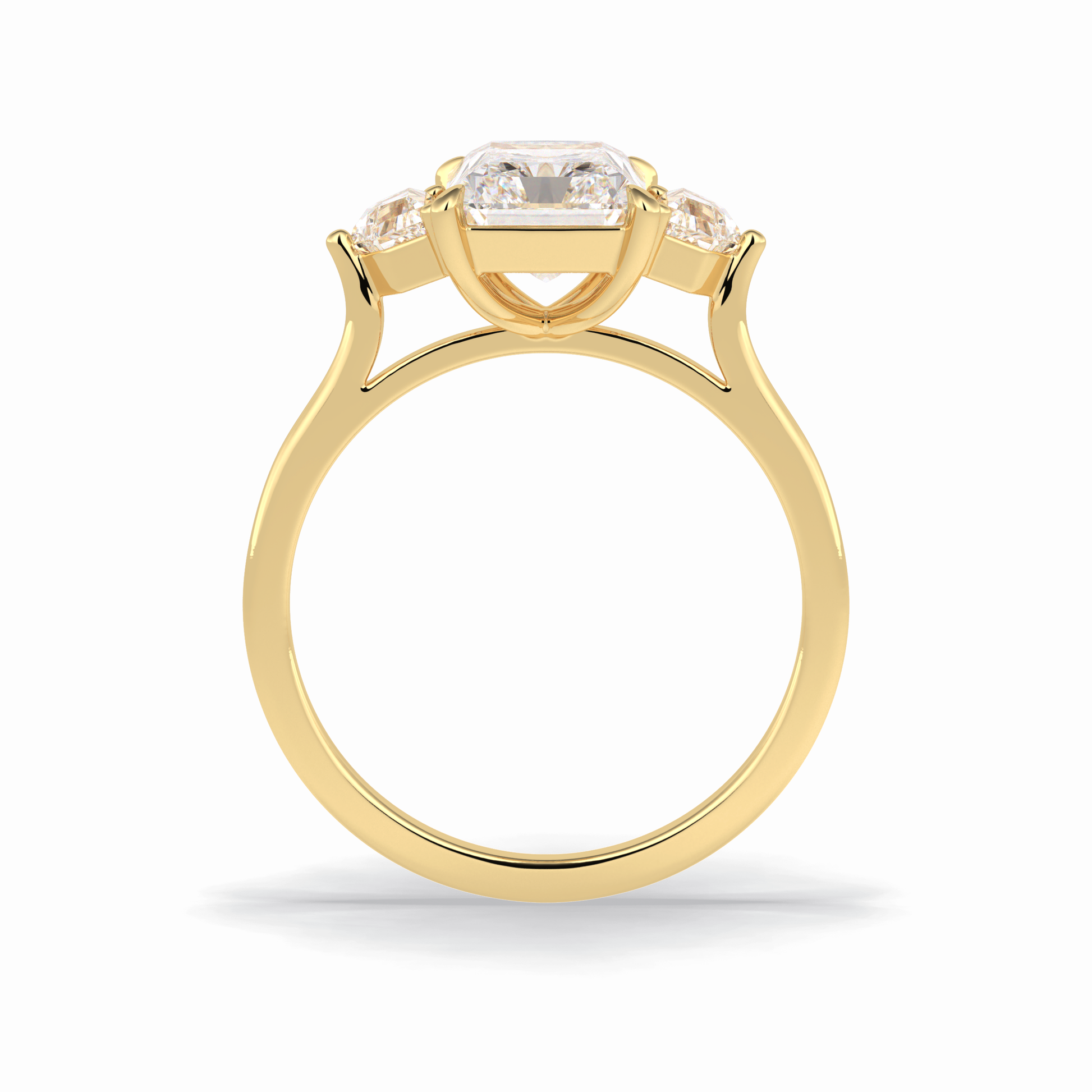 2.5 CT Radiant Cut Three Stones Style Moissanite Engagement Rings