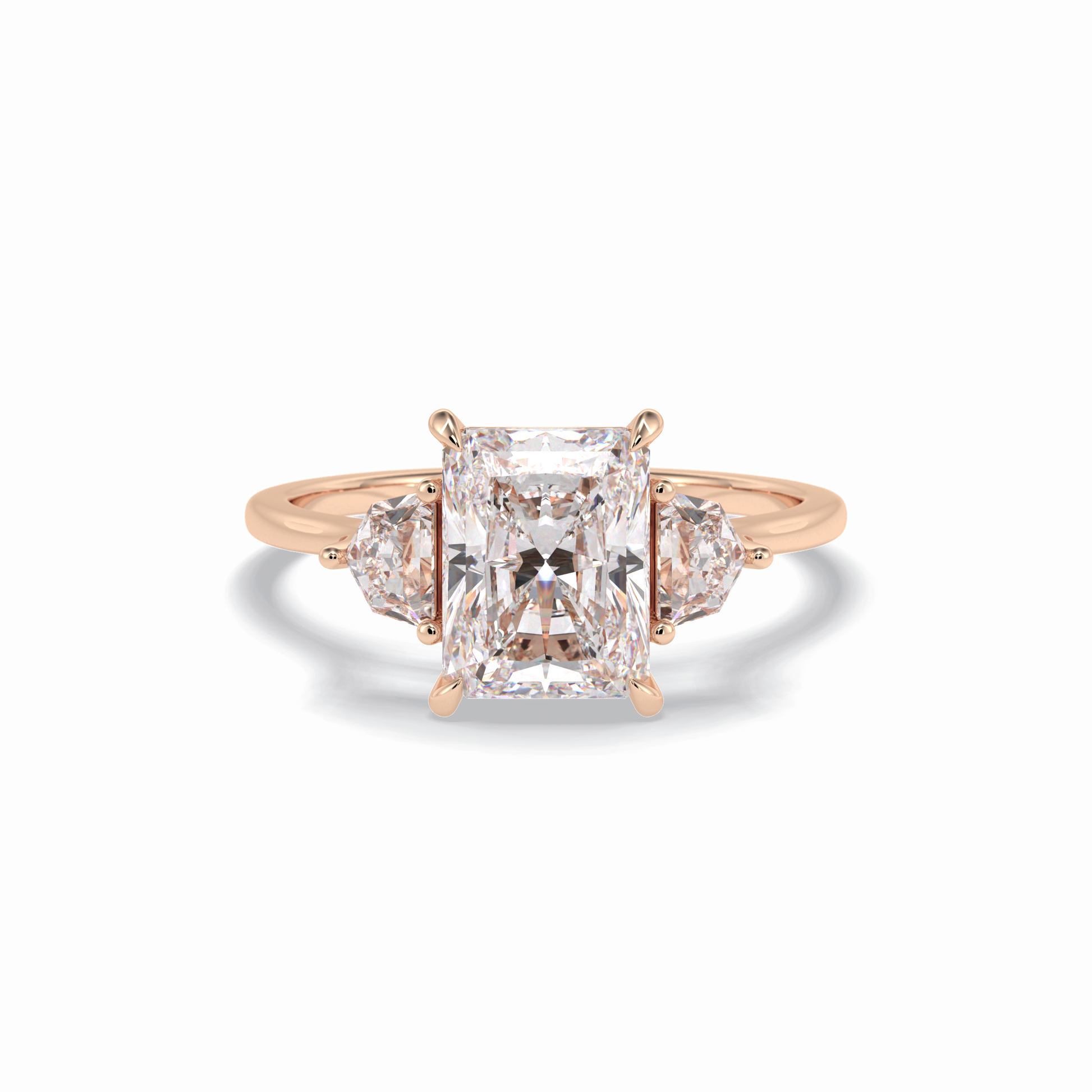 2.5 CT Radiant Cut Three Stones Style Moissanite Engagement Rings