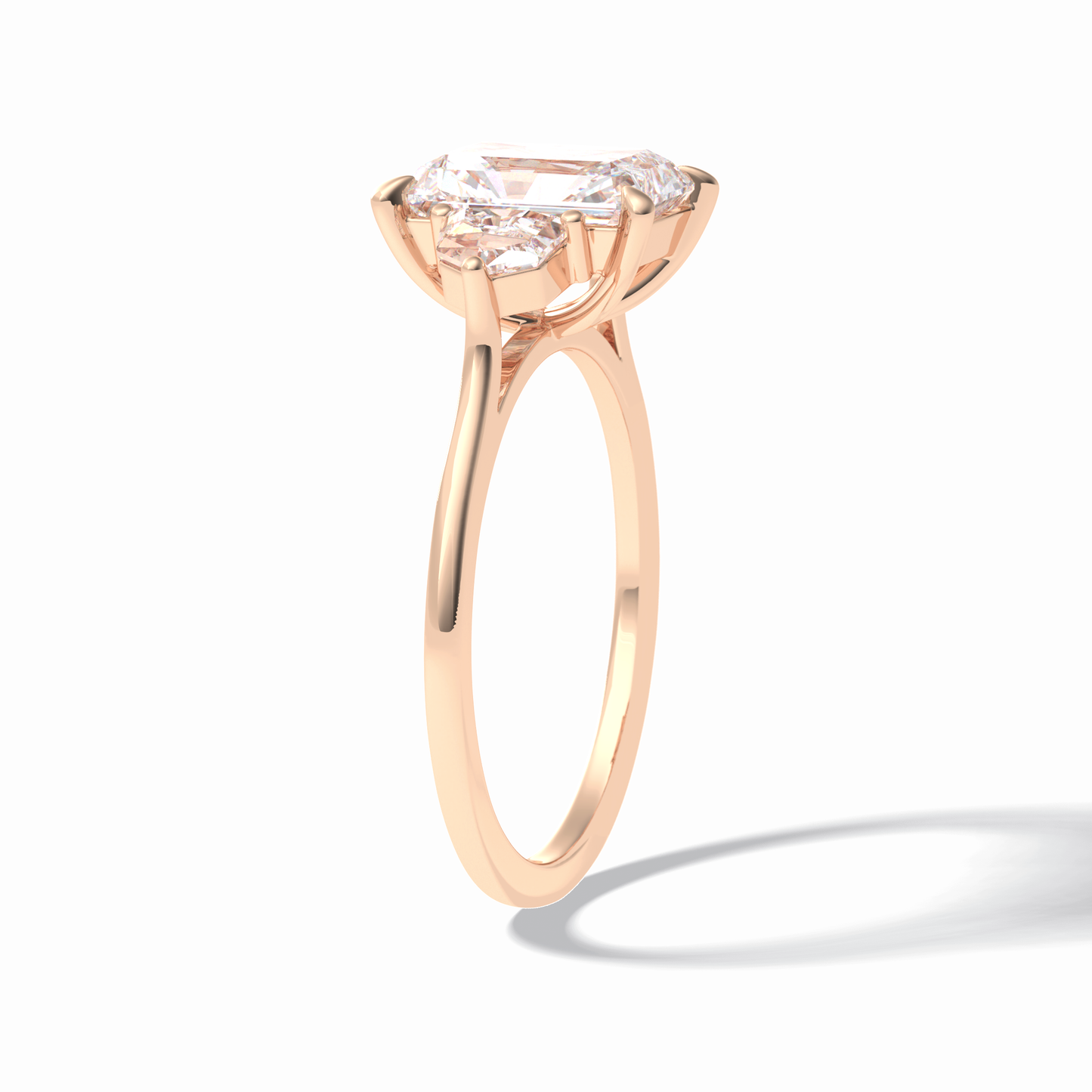 2.5 CT Radiant Cut Three Stones Style Moissanite Engagement Rings