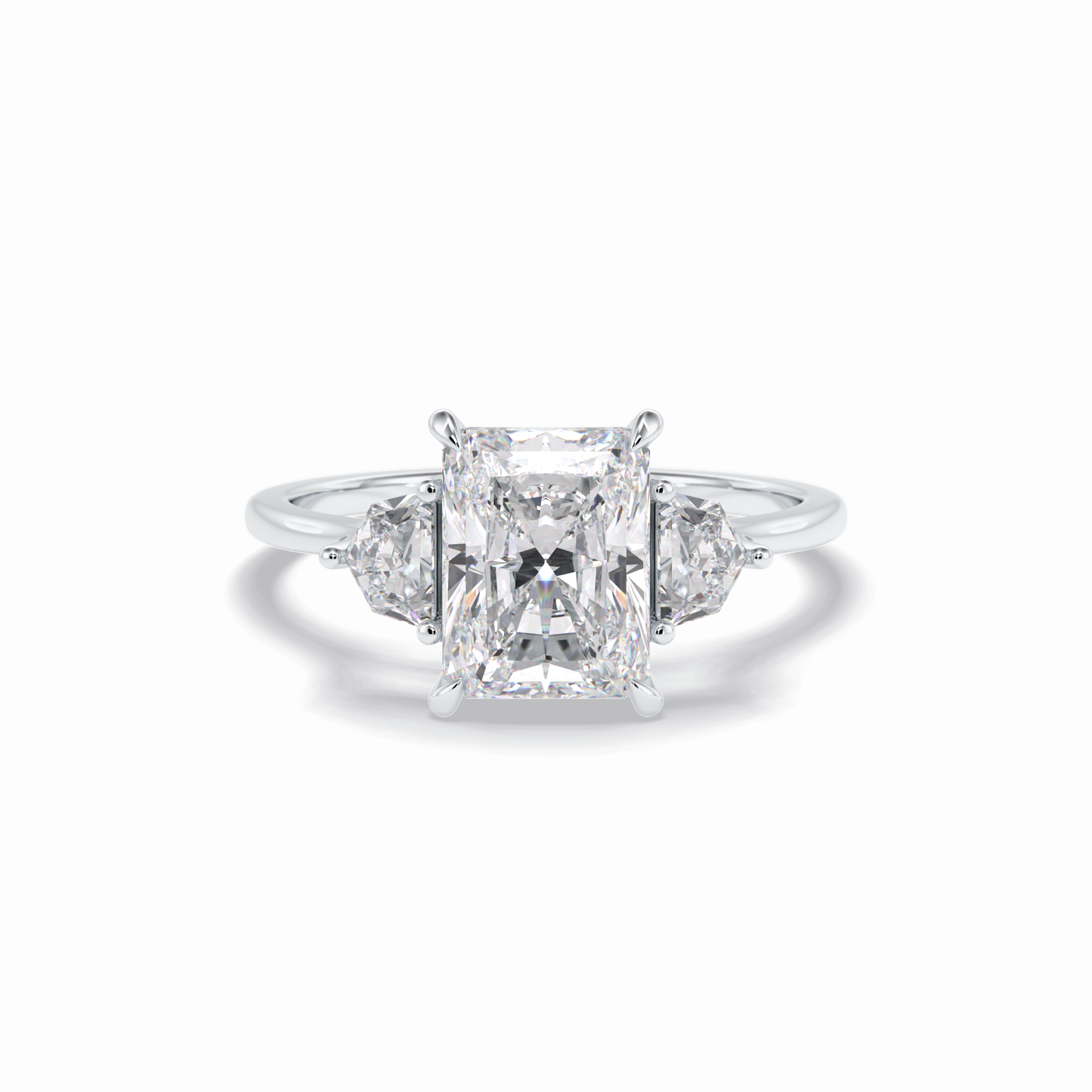 2.5 CT Radiant Cut Three Stones Style Moissanite Engagement Rings