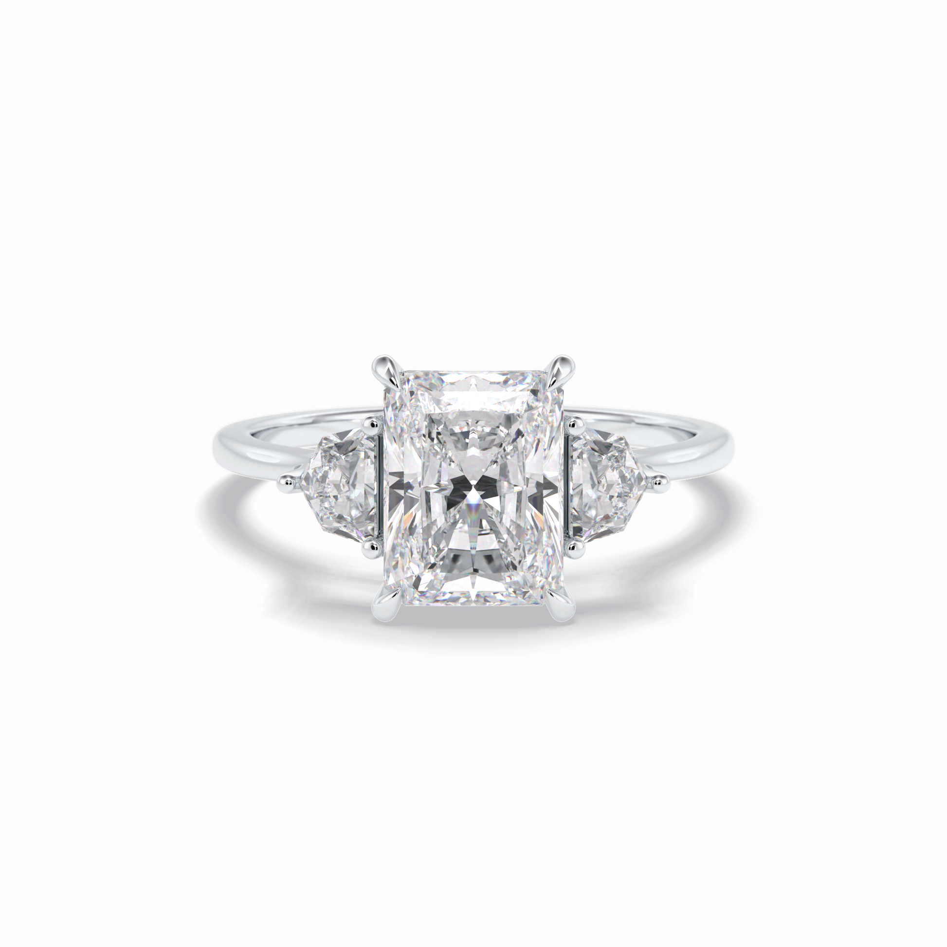 2.5 CT Radiant Cut Three Stones Style Moissanite Engagement Rings