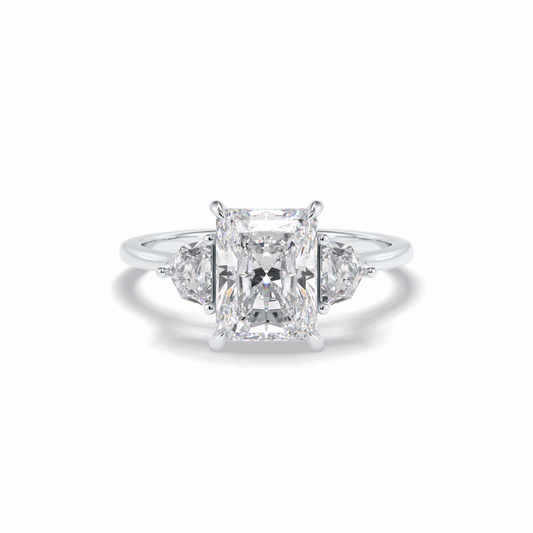 2.5 CT Radiant Cut Three Stones Style Moissanite Engagement Rings