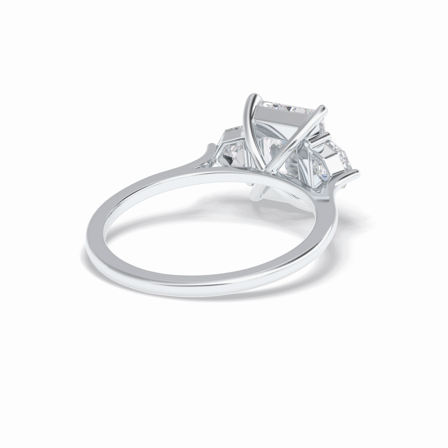 2.5 CT Radiant Cut Three Stones Style Moissanite Engagement Rings