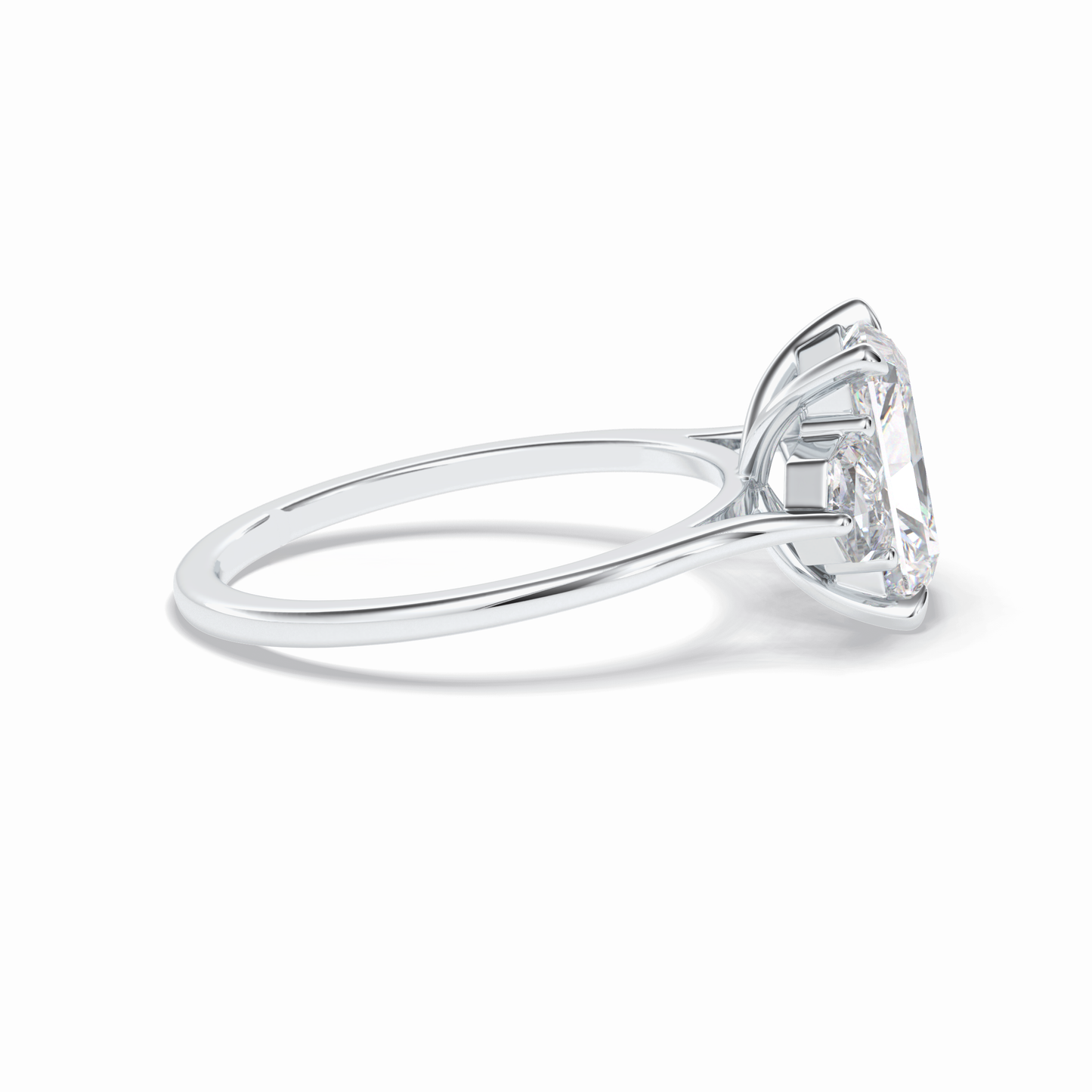 2.5 CT Radiant Cut Three Stones Style Moissanite Engagement Rings