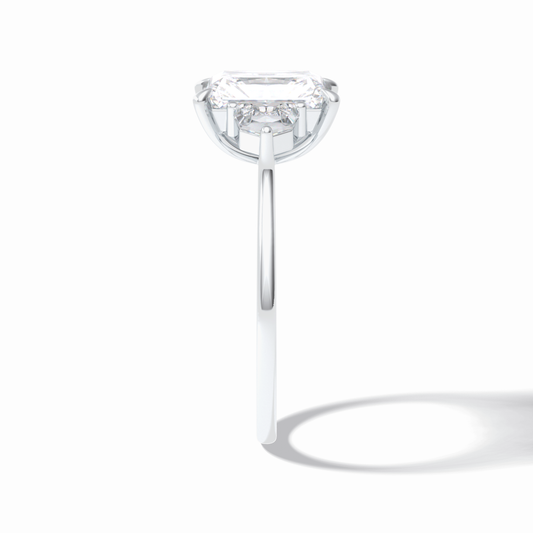 2.5 CT Radiant Cut Three Stones Style Moissanite Engagement Rings