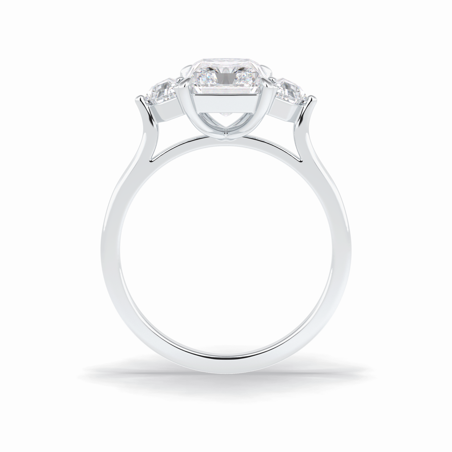 2.5 CT Radiant Cut Three Stones Style Moissanite Engagement Rings