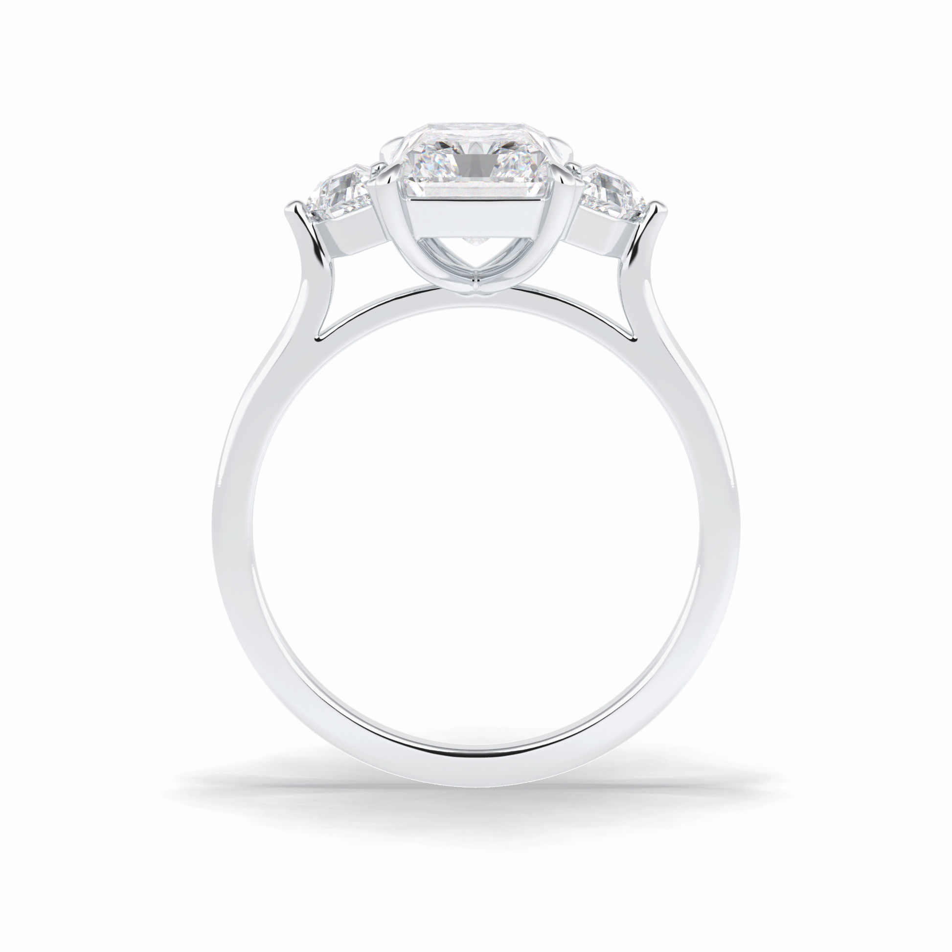 2.5 CT Radiant Cut Three Stones Style Moissanite Engagement Rings