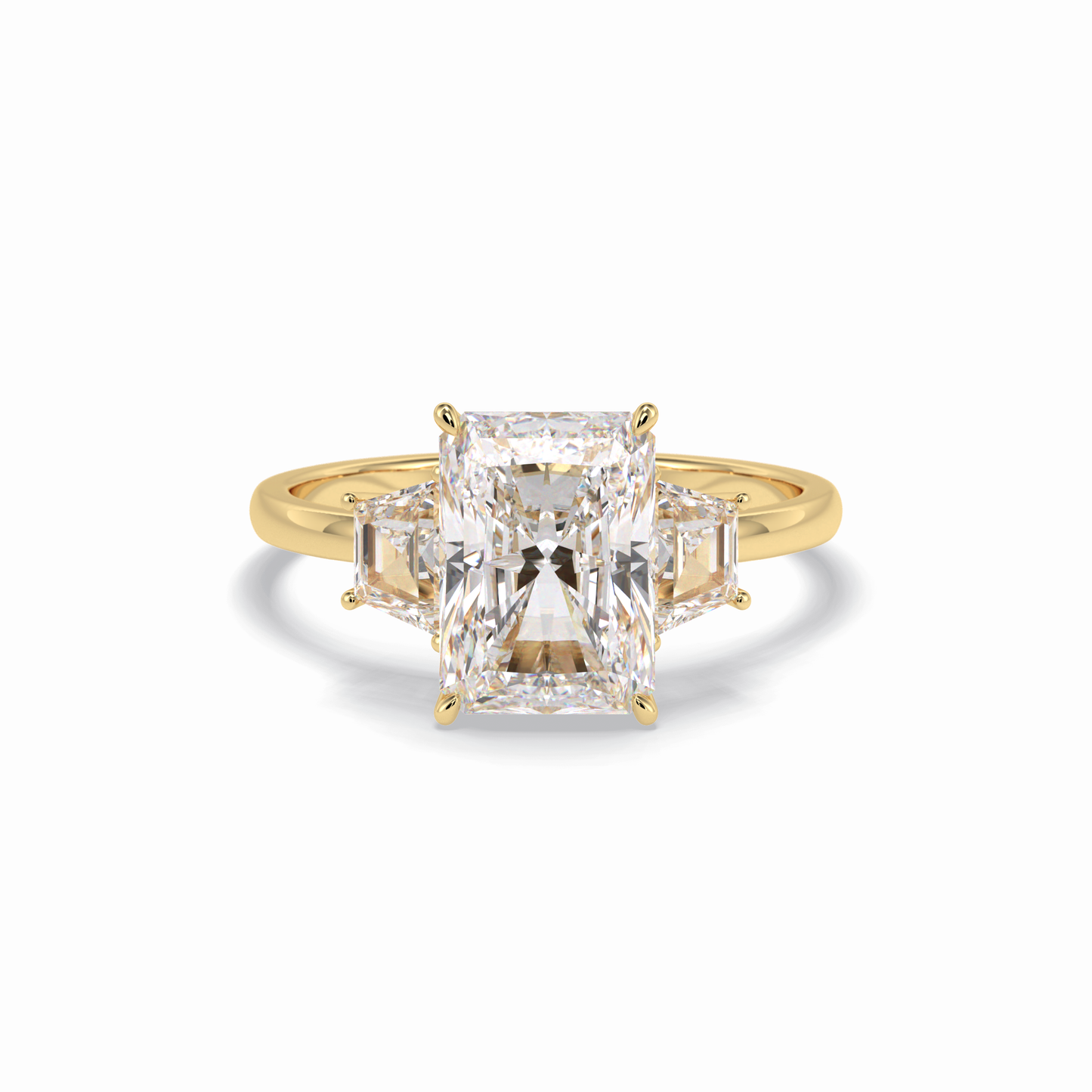 3.0 CT Radiant Cut Three Stones Style Moissanite Engagement Rings