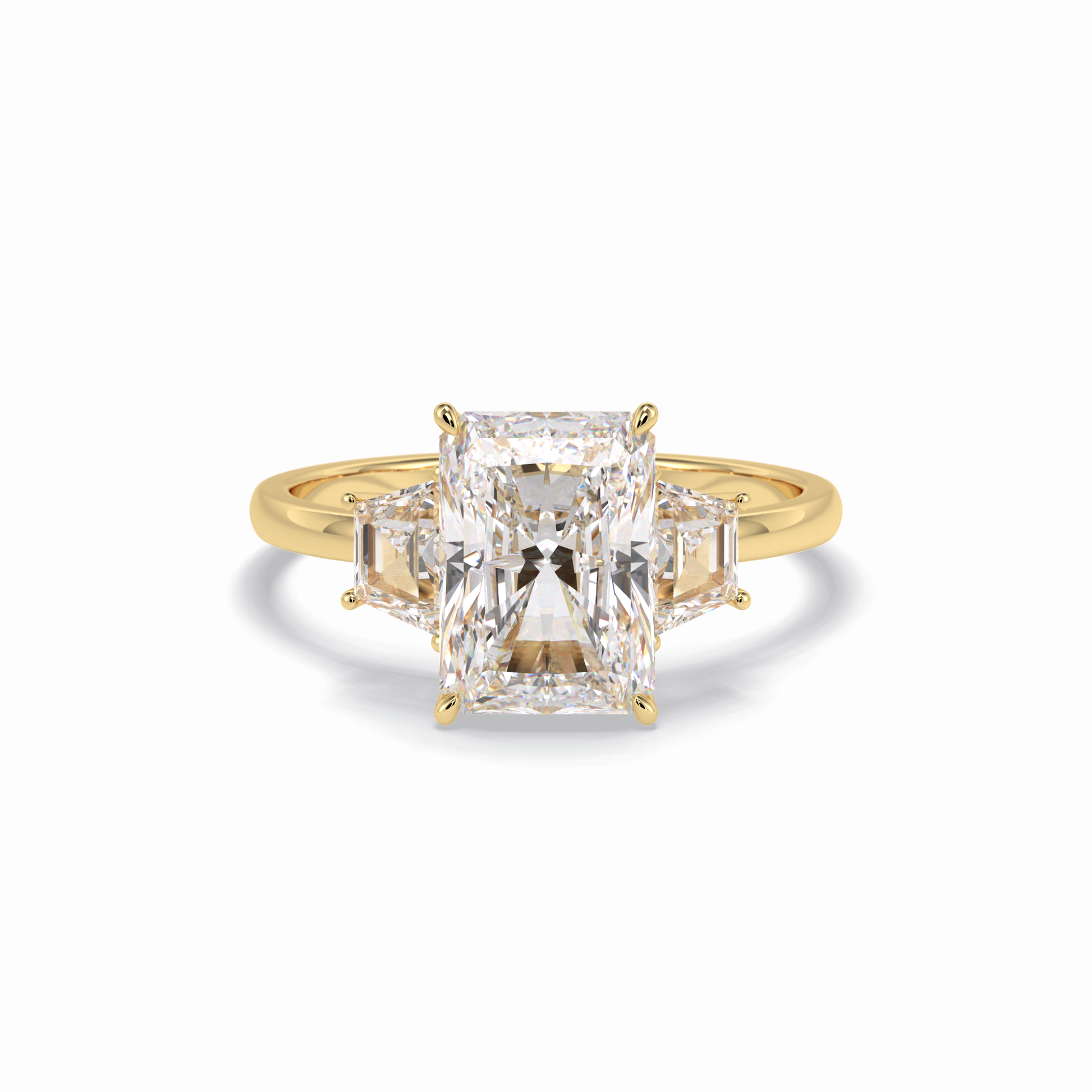 3.0 CT Radiant Cut Three Stones Style Moissanite Engagement Rings
