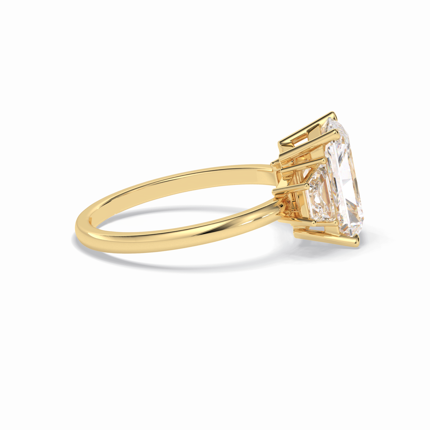 3.0 CT Radiant Cut Three Stones Style Moissanite Engagement Rings