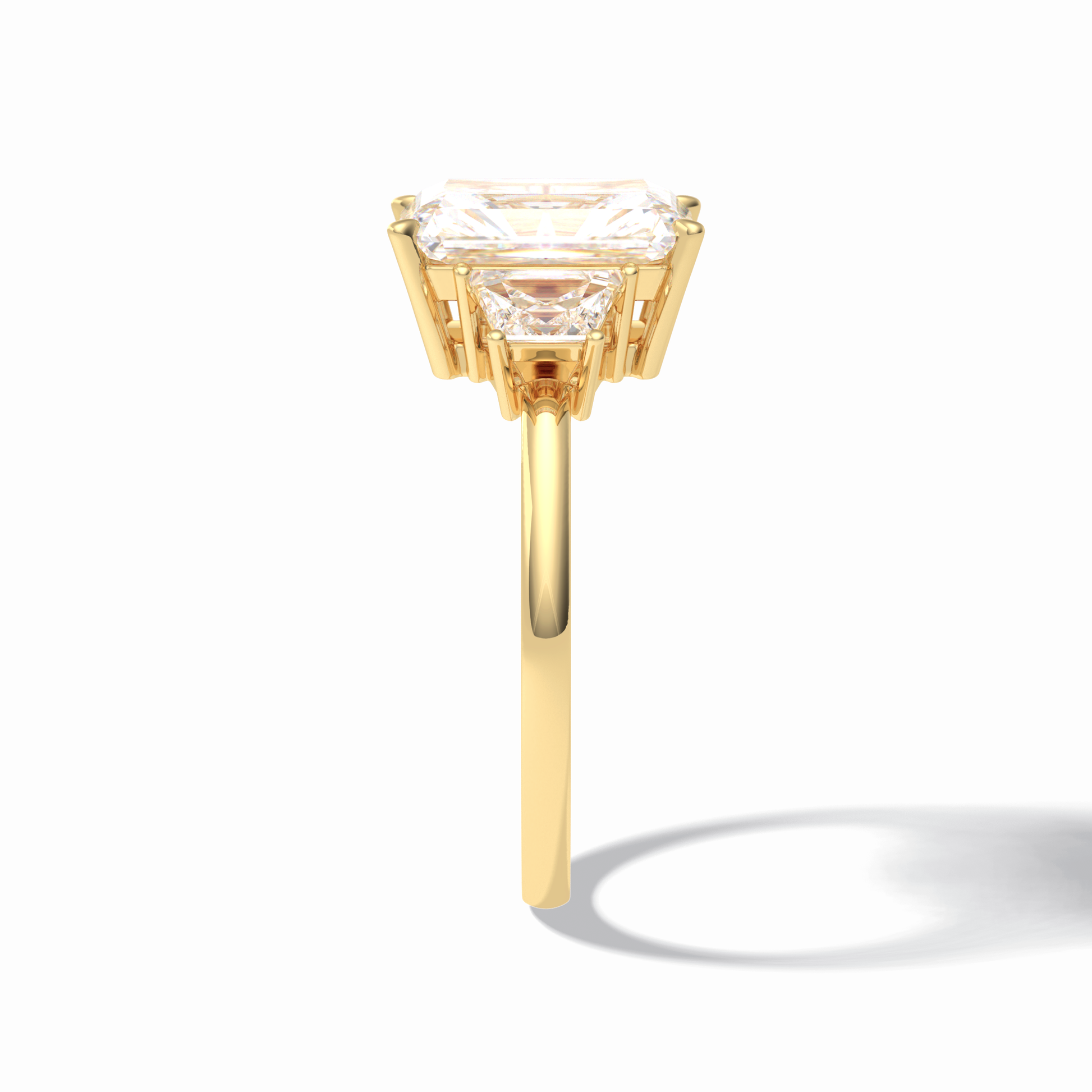 3.0 CT Radiant Cut Three Stones Style Moissanite Engagement Rings