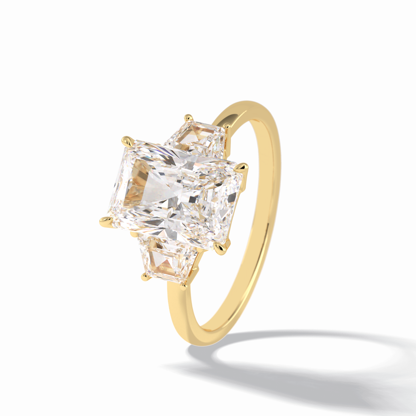 3.0 CT Radiant Cut Three Stones Style Moissanite Engagement Rings