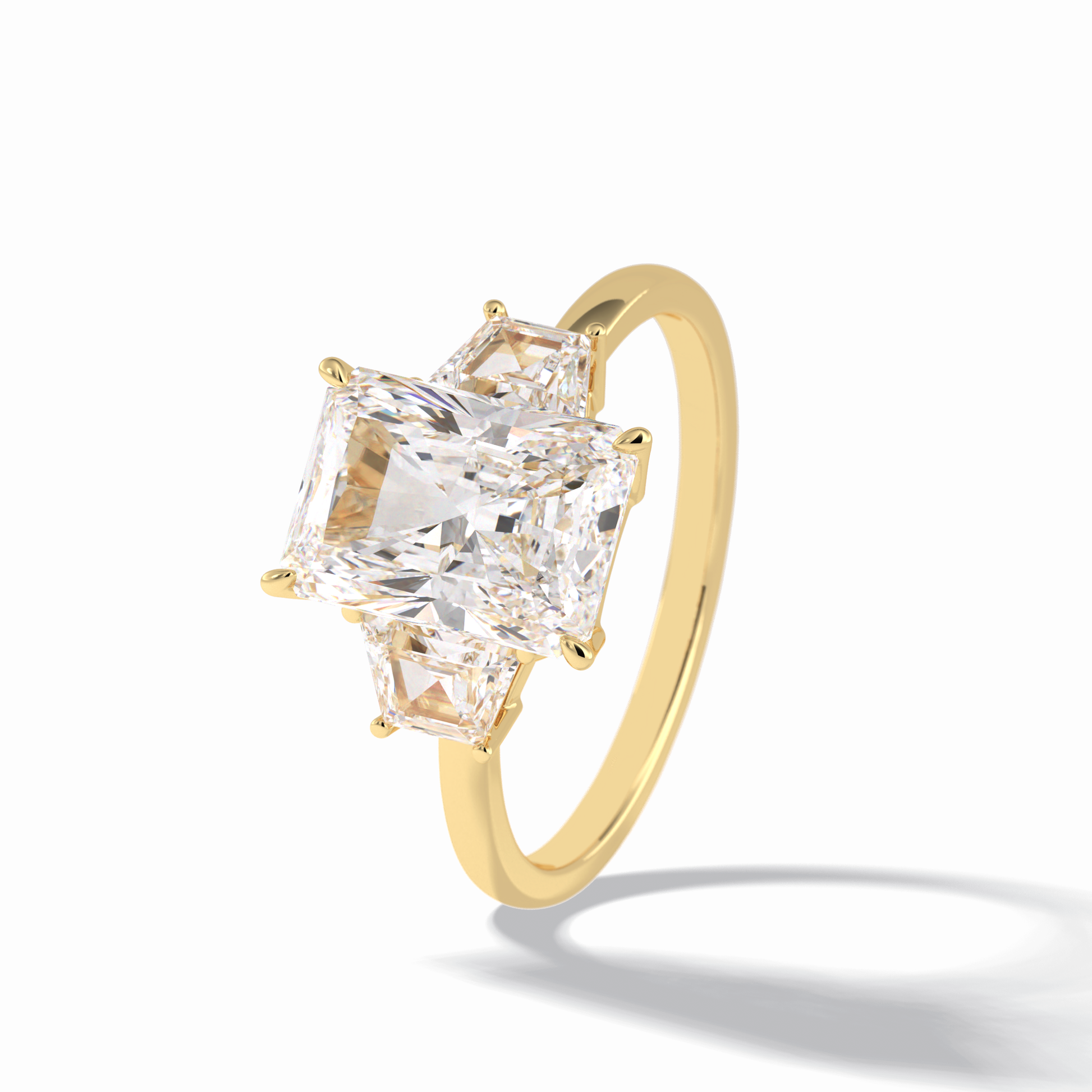 3.0 CT Radiant Cut Three Stones Style Moissanite Engagement Rings