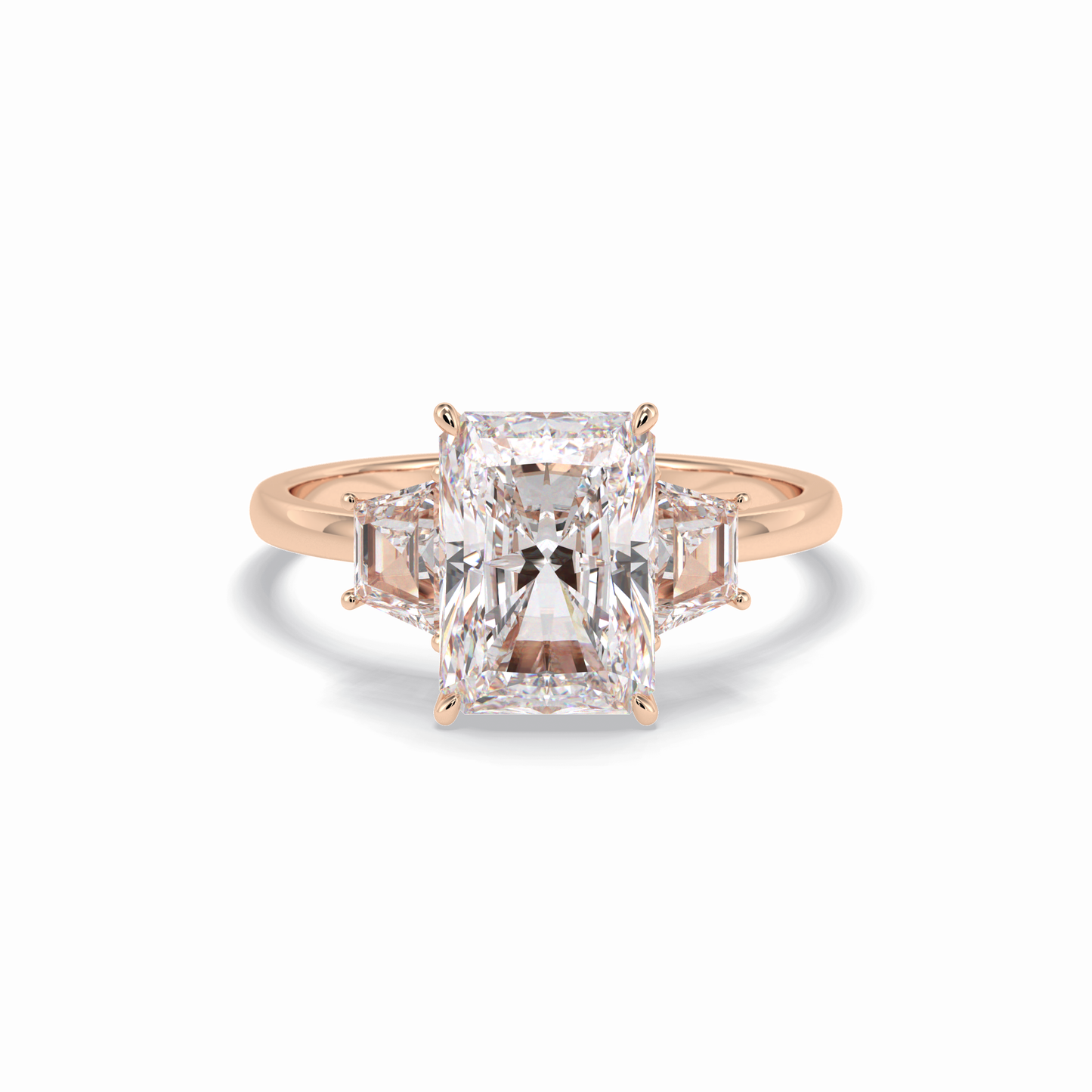 3.0 CT Radiant Cut Three Stones Style Moissanite Engagement Rings